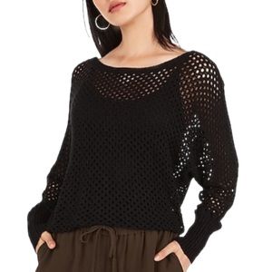 EXPRESS Black Open Knit Pullover Sweater
